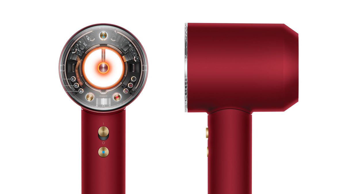 Dyson Supersonic Nural Red Velvet/Gold - Secador + set de cepillos y pinzas - detalle del cabezal