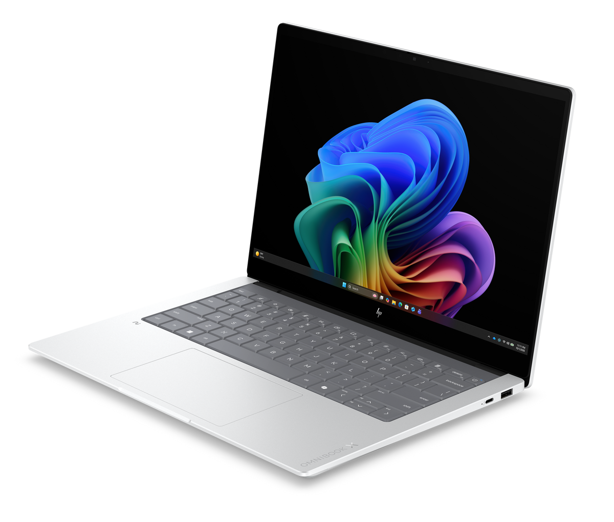 HP OmniBook X 14 plateado vista 3