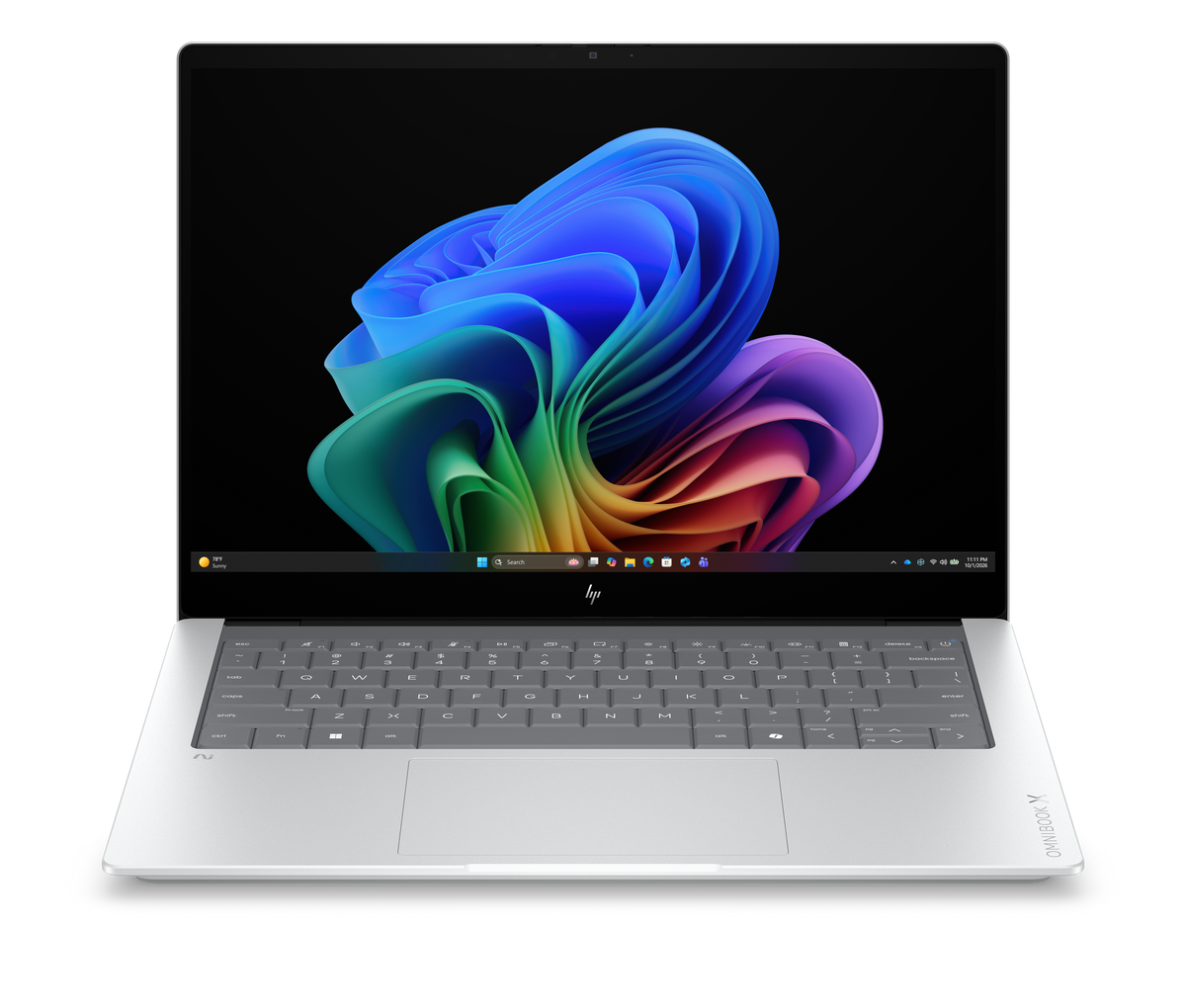 HP OmniBook X 14 plateado vista 2
