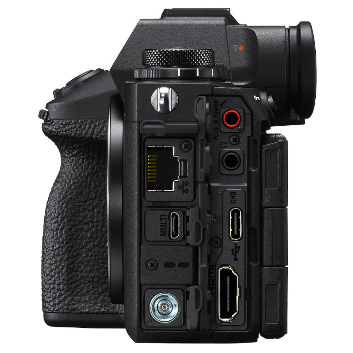Sony Alpha 1 II Body - vista lateral con puertos